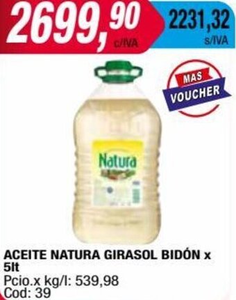 Maxiconsumo Aceite Natura Girasol Bidón 5L oferta