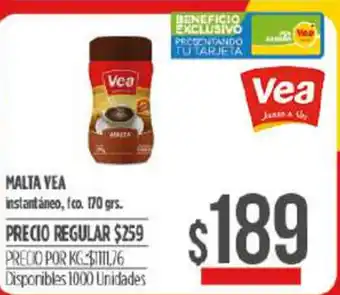 Supermercados Vea Malta Vea 170grs oferta