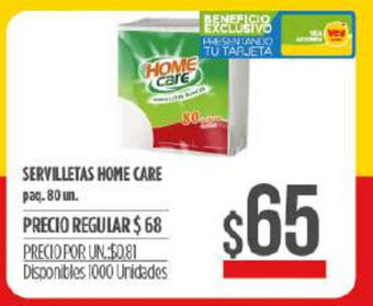 Supermercados Vea Servilletas Home Care 80un oferta