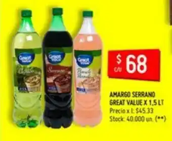 Walmart Amargo Serrano Great Value x 1,5lt oferta