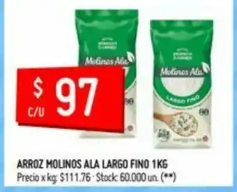 Walmart Arroz Molinos Ala Largo Fino 1kg oferta