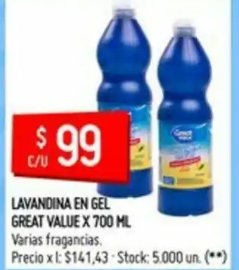 Walmart Lavavandina En Gel Great Value x 700ml oferta