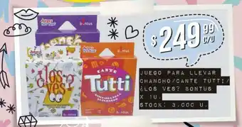Supermercados DIA Juego Para Llevar Chancho/Cante Tutti/ Los Ves Bontus x1u oferta