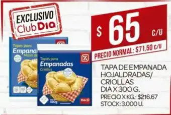 Supermercados DIA Tapa De Empanada Hojaldradas/ Criollas Dia x300g oferta
