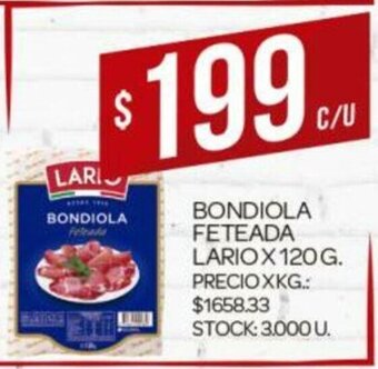 Supermercados DIA Bondiola Feteada Lario x 120g oferta