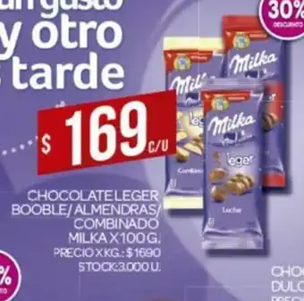 Supermercados DIA Milka Chocolate Leger Booble/ Almendras/ Combinado x100g oferta