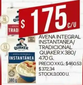 Supermercados DIA Quaker Avena Integral Instantanea/Tradicional x 380/470g oferta