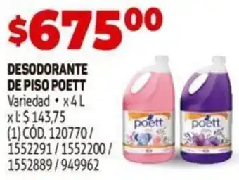 Makro Desodorante de Piso Poett 4L oferta