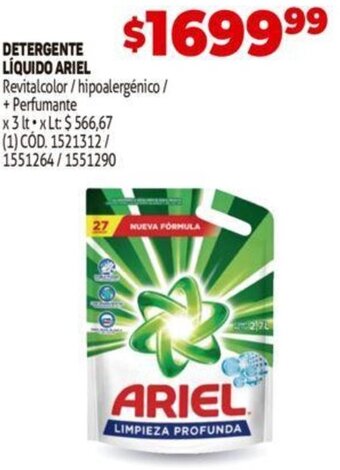 Makro Detergente Líquido Ariel 3L oferta