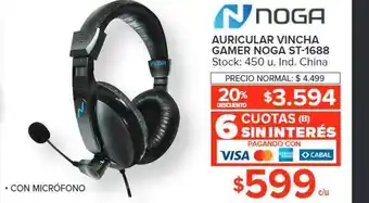 Carrefour Noga auricular vincha gamer nogat st-1688 20% descuento oferta