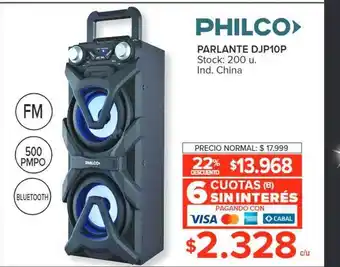 Carrefour Philco parlante djp10p 22% descuento oferta