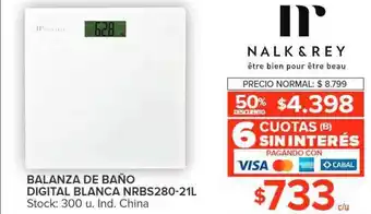 Carrefour Balanza de baño digital blanca nrbs280-21l 50% descuento nalk & rey oferta