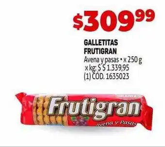 Makro Galletitas frutigran avena y pasas oferta