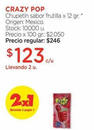 Farmacity Crazy pop chupetín sabor frutilla oferta