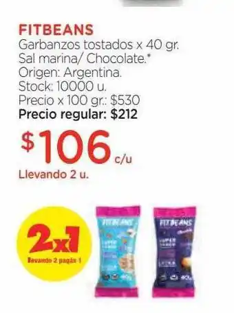 Farmacity Fitbeans garbanzos tostados sal marina- chocolate oferta