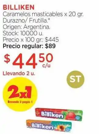 Farmacity Billiken caramelos masticables durazno- frutilla oferta