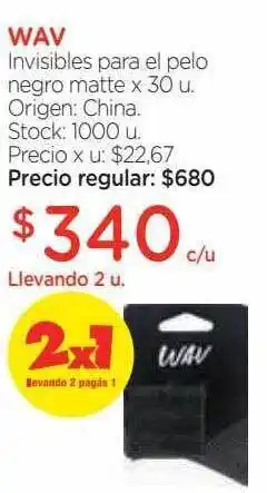 Farmacity Wav invisible para el pelo negro matte x 30 oferta