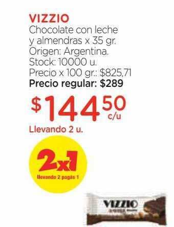Farmacity Vizzio chocolate con leche y almendras oferta