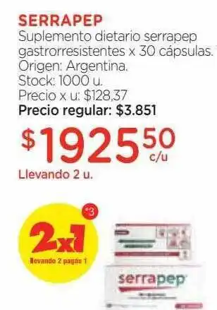 Farmacity Serrapep suplemento dietario serrapep gastrorresistente x 30 cápsulas oferta