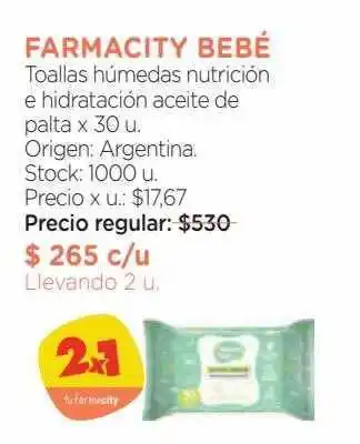 Farmacity Farmacity bebé toallas húmedas nutrición e hidratación aceite de palta x 30 oferta