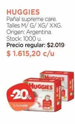 Farmacity Huggies pañal supreme care. oferta