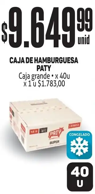 Makro Caja de Hamburguesa Paty caja grande x 40u oferta