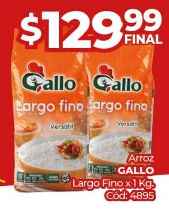 Diarco Arroz Gallo Largo Fino x 1kg oferta