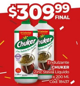 Diarco Endulzante Chuker Zinc Stevia Líquido x 200ml oferta