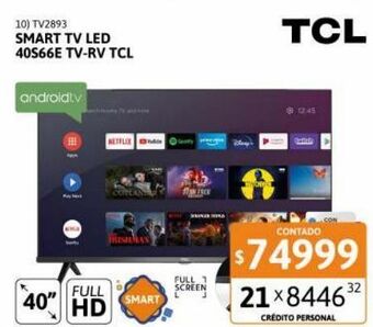 Cetrogar Smart tv led 40" l40s66e full hd android tv-rv tcl oferta