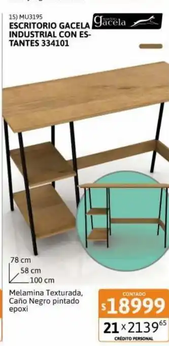 Cetrogar Escritorio gacela industrial con estantes roble miel/negro oferta