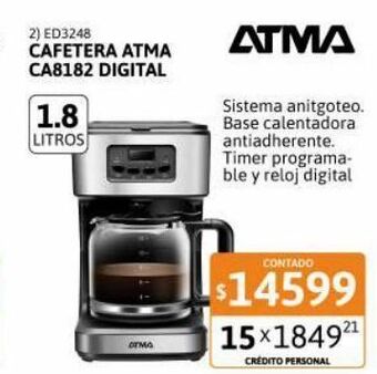 Cetrogar Cafetera atma ca8182 12t digital con timer oferta