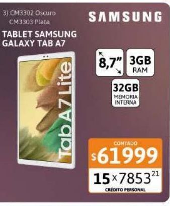 Cetrogar Tablet samsung galaxy tab a7 lite 8.7" 3gb 32gb gris oscuro oferta