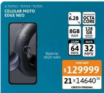 Cetrogar Celular motorola edge neo 6.28" 8/128gb negro oferta
