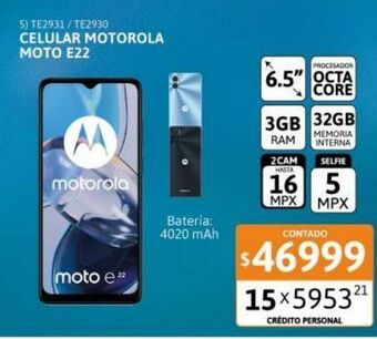 Cetrogar Celular motorola moto e22 6.5" 3/32 gb azul oferta