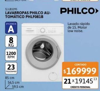 Cetrogar Lavarropas phlf081b 1200rpm cf 8kg philco oferta