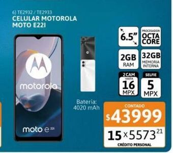 Cetrogar Celular motorola moto e22i 6.5" 2/32 gb blanco oferta
