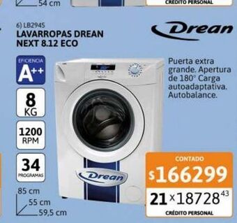 Cetrogar Lavarropas drean next 8.12 eco 8k 1200rpm cf oferta