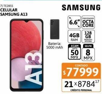 Cetrogar Celular samsung galaxy a13 128gb 6.6" 4g negro oferta