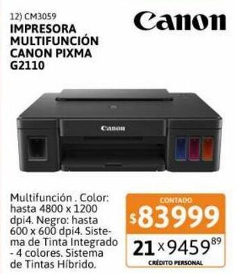 Cetrogar Impresora multifunción canon pixma g2110 oferta