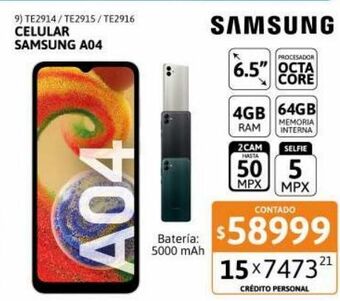 Cetrogar Celular samsung a04 6.5" 4/64gb blanco oferta
