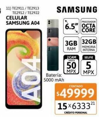 Cetrogar Celular samsung a04 6.5" 3/32gb negro oferta
