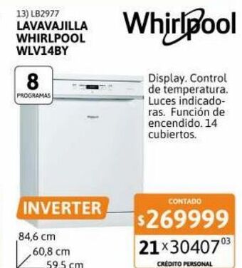 Lavavajilla whirlpool wlv14by inverter