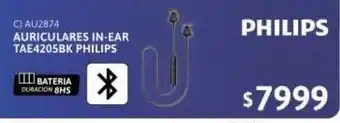 Cetrogar Auriculares in-ear bt tae4205bk philips oferta