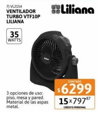 Cetrogar Ventilador turbo 10" vtf10p liliana oferta
