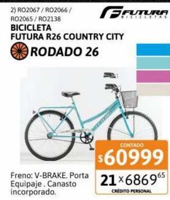 Cetrogar Bicicleta r26" country city aqua marina futura oferta