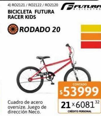 Cetrogar Bicicleta r20" bmx racer kids naranja futura oferta