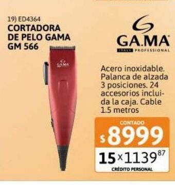 Cetrogar Cortadora de pelo ga.ma gm 566 24 piezas oferta