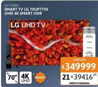 Cetrogar Smart tv led lg 70" 70up7750psb ultra hd thinq 4k oferta