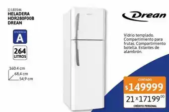 Cetrogar Heladera con freezer 264 lt blanca drean oferta