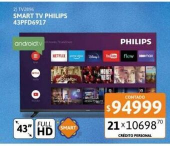 Cetrogar Smart tv led 43" philips 43pfd6917/77 full hd oferta